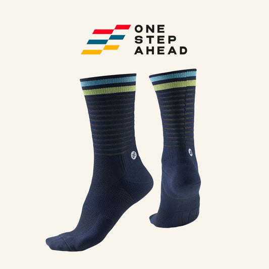 Navy High Cushion Stripe Running Socks