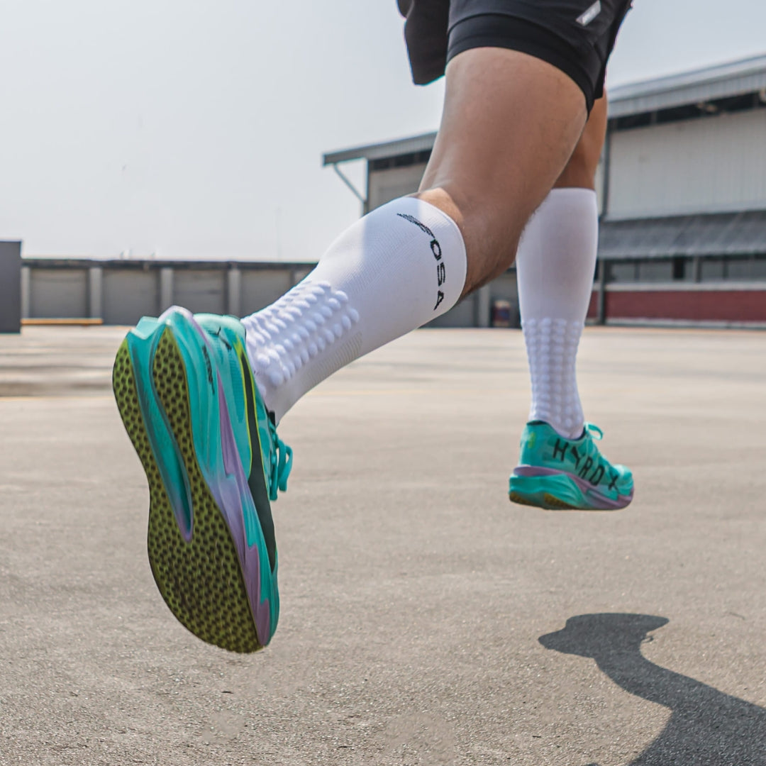 White Max Compression Running Socks