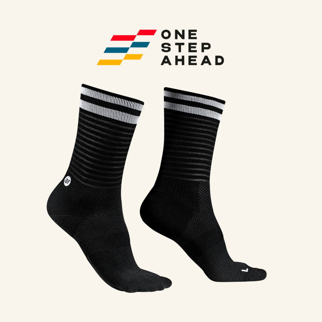 Black White Stripe High Cushion Stripe Running Socks