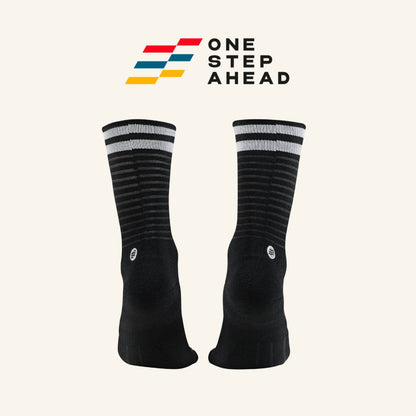 Black White Stripe High Cushion Stripe Running Socks