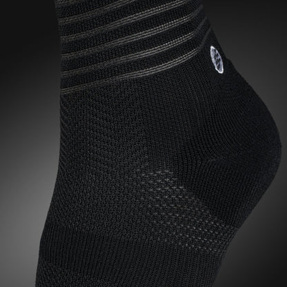Black White Stripe High Cushion Stripe Running Socks