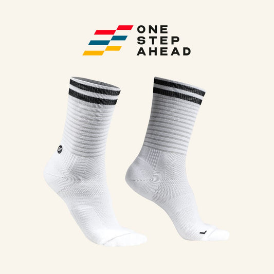 White Black Stripe High Cushion Stripe Running Socks