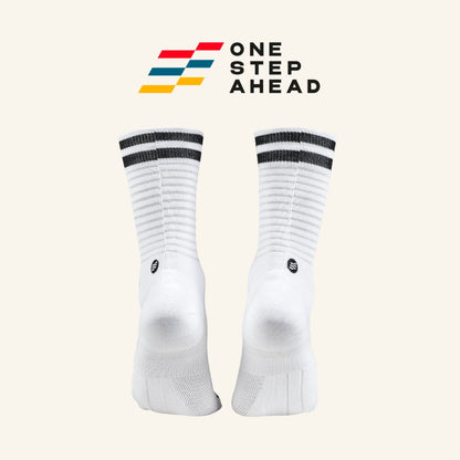 White Black Stripe High Cushion Stripe Running Socks